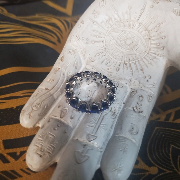 VINTAGE Stunning high quality vibrant blue cubic zirconia ring size 7 - Picture 3 of 6